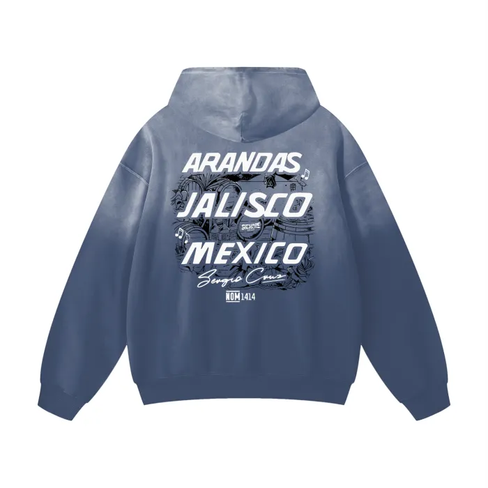 El Ranchito Arandas Drop Shoulder Hoodie (Gray Blue) back