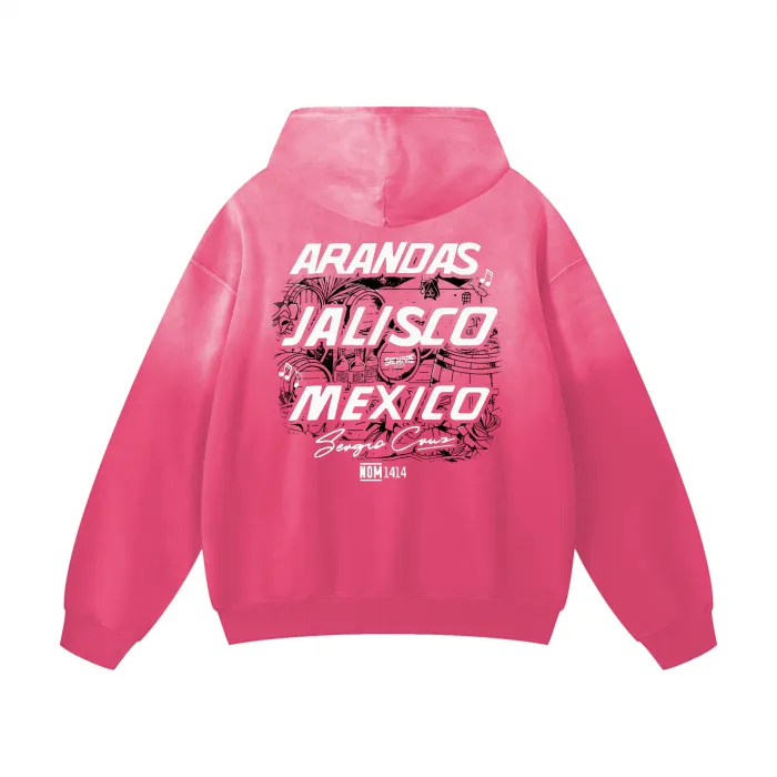 El Ranchito Arandas Drop Shoulder Hoodie (Pink) back