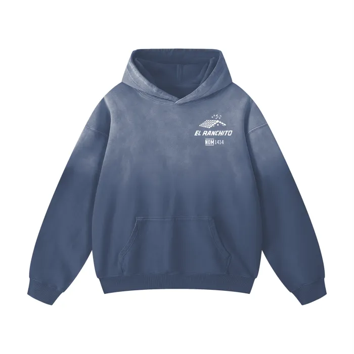 El Ranchito Arandas Drop Shoulder Hoodie (Gray Blue) front